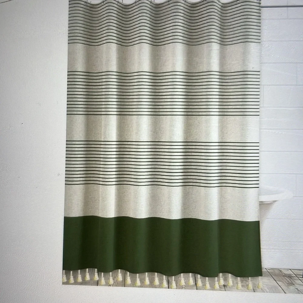 Boho shower curtain with tassels